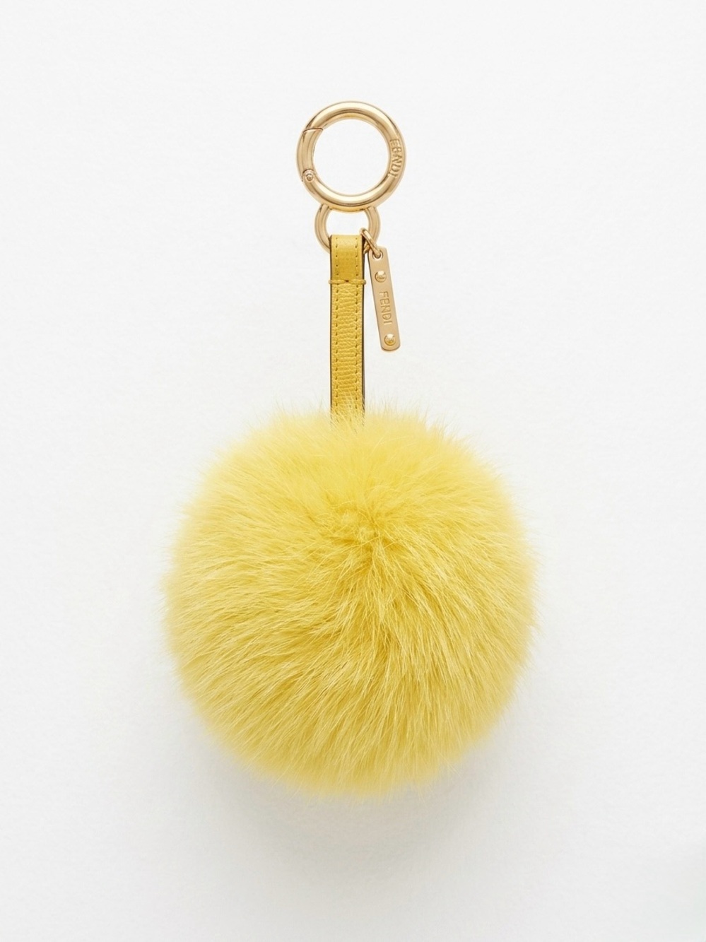 Fendi Yellow XL Pom Pom Key Charm